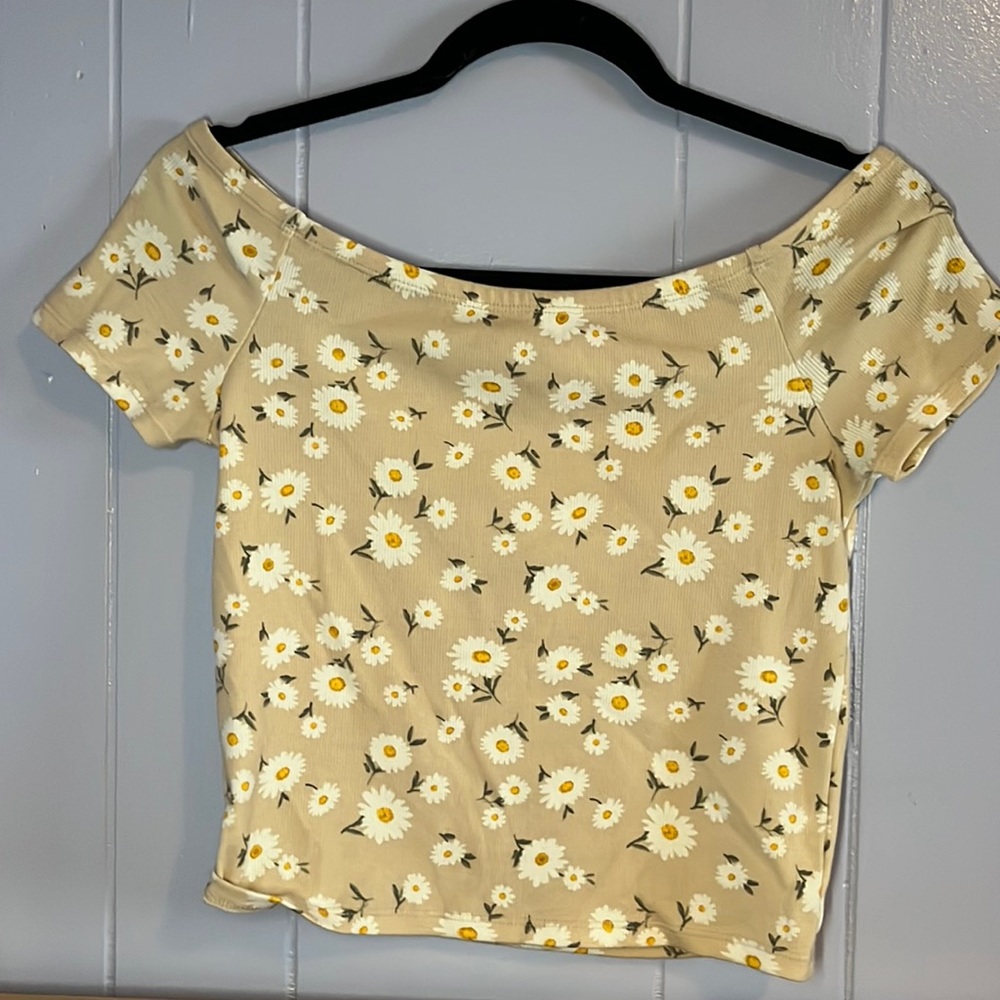 Off the shoulder floral shirt